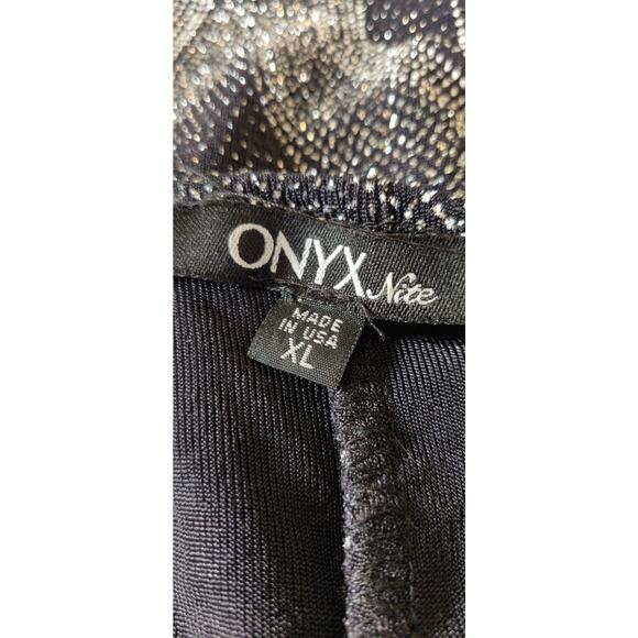 Onyx Nite Sparkly Evening Tank Top BLACK & SILVER Sleeveless Rhinestones SIZE XL - Picture 12 of 13